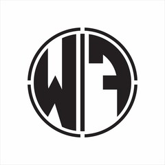WF Logo initial with circle line cut design template on white background