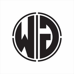 WG Logo initial with circle line cut design template on white background
