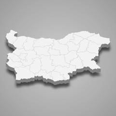 Bulgaria 3d map with borders Template for your design