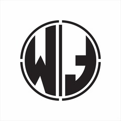 WT Logo initial with circle line cut design template on white background