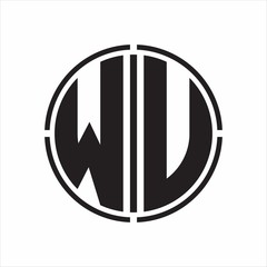 WU Logo initial with circle line cut design template on white background