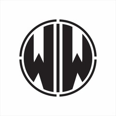 WW Logo initial with circle line cut design template on white background
