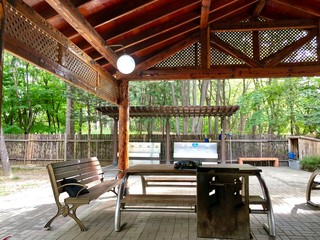 a self-barbeque place in the park