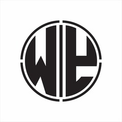 WY Logo initial with circle line cut design template on white background