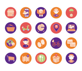 bundle of delivery set icons