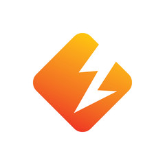 full color diamond lightning power energy logo design