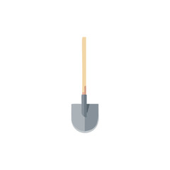 Shovel in dirt, Garden tools, digging element, equipment for farm. Vector cartoon flat design, isolated on white background