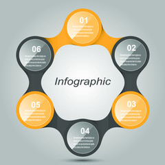 Abstract 6 steps infographics background.