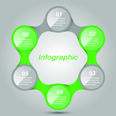 Abstract 6 steps infographics background.
