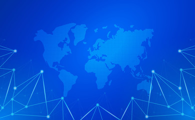 Internet Connection or Network Connection Background With Neon Effect. Low Poly, Dot, Circle, Line, Light. Digital Science Technology Concept. Digital Technology Backdrop. Vector Illustration