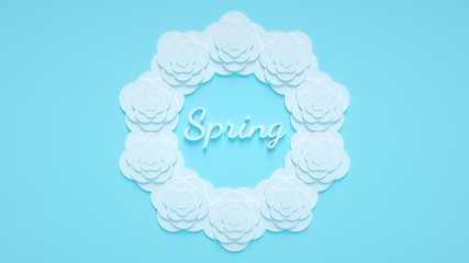 Spring Banner / Background White And Blue - 3D Illustration