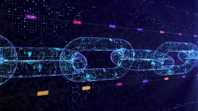 Block chain concept - digital code chain. 3d rendering