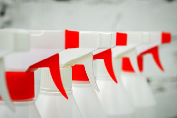 Spraying Anti-Bacterial Sanitizer Spray, hand sanitizer dispenser. Sanitizer to prevent Coronavirus or Covid-19, flu. Spray bottle. 