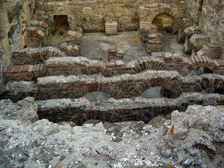 Ruins of Roman baths in Bolonia in Cádiz