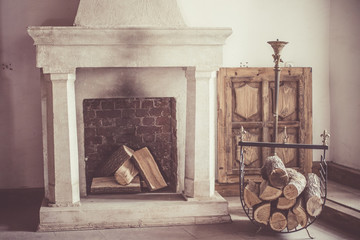 fireplace in the old house