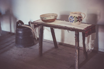 old table and chairs in the kitchen