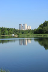 City landscape in the park