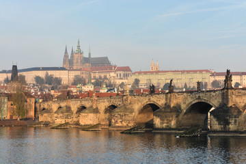 Fototapeta na wymiar Charles Bridge over the Vltava in Prague.