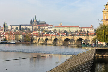 Fototapeta na wymiar Charles Bridge over the Vltava in Prague.