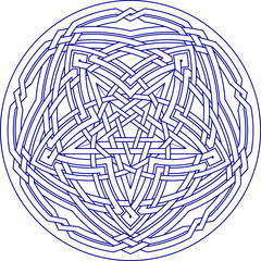 Pentagram with mandala ornament pattern with circular pentagon geometry background vector coloring book
