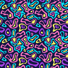 Obraz premium Abstract holographic background 80s - 90s, trendy colorful texture in neon color design. For your creative project design. Hologram hipster card, Blur colorful pattern.