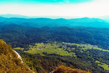 Aerial view from the top of Klek mountain, Croatia.