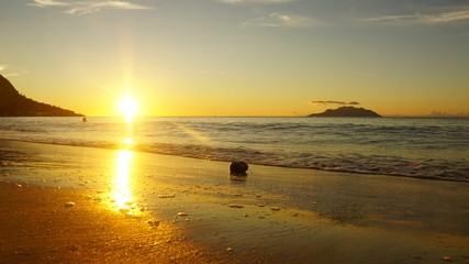 amazing sunset at the seychelles islands