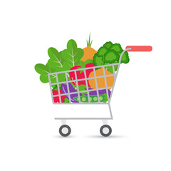 Shopping cart with vegetables.Healthy food.