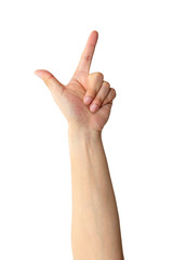 Male hand gesture with thumb and index finger and sign collection isolated on white background