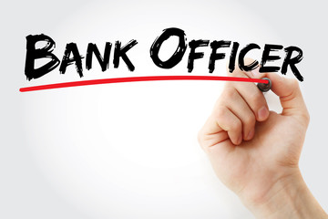 Bank officer text with marker