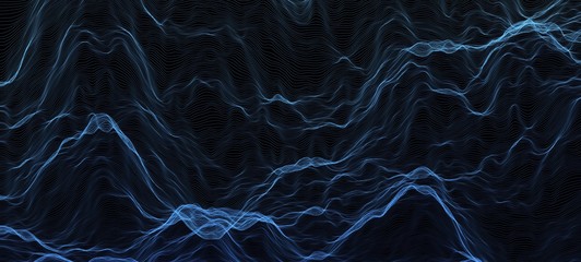 Abstract wave background. Music or sound illustration. Big data technology. Artificial intelligence concept. Network visualisation.