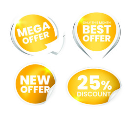 Set of High Quality Realistic Golden Labels on White Background . Isolated Vector Elements