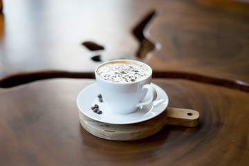 Coffee Latte on Wooden Table