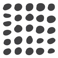 Set of black simply doodle random shapes. Organic blob round fluid form collection