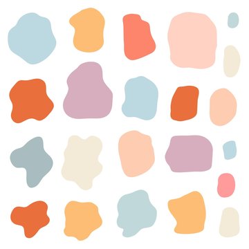 Set of simply doodle random shapes. Modern color organic blob fluid form collection