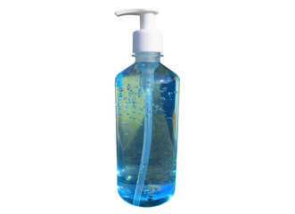Alcohol gel Sanitizer hand gel cleaners for anti Bacteria and virus, People using alcohol gel to wash hands to prevent COVID-19 virus on white background.