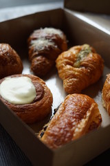 Six Delicious Crispy Croissants in a Box for Takeaway