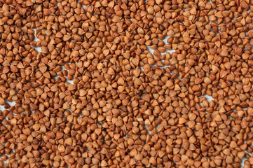 buckwheat texture, top view. Gluten-free and healthy diet. I love buckwheat concept.