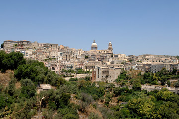 Fototapeta na wymiar Italy Sicily Ragusa , 07/06/2007: Overview of Ragusa and the Cathedral of San Giorgio
