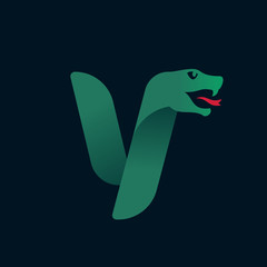 Y letter logo with snake head silhouette.