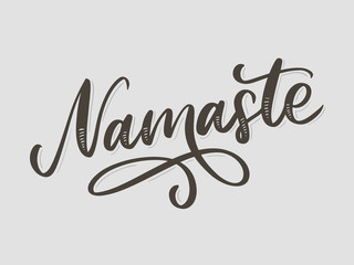 Hand drawn namaste card. Hello in hindi. Ink illustration. Hand drawn lettering background. Isolated on white background. Positive quote. Modern brush calligraphy. - obrazy, fototapety, plakaty