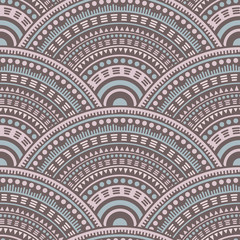Ethnic circle shapes seamless geometric pattern.