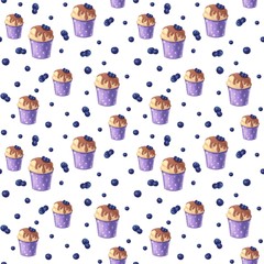 seamless pattern with cupcakes. Design for textile, fabric, wallpaper, packaging 