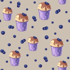 seamless background with cupcakes. Design for textile, fabric, wallpaper, packaging 