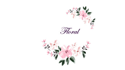 Obraz na płótnie Canvas pink flowers on white background illustration, watercolor paint