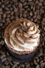 Coffee cupcake prepared with a special presentation.