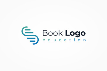 Book Logo Education Symbol. Blue Geometric Linear Rounded Style Initial Letter S isolated on White Background. Flat Vector Logo Design Template Element.