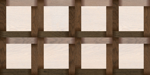 Brown wooden panel in 3d effect, Square shape rusty wood frame for interior-exterior home wall tile design and decor.
