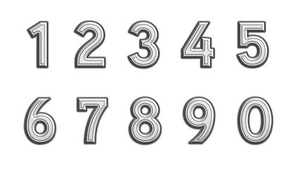set of numbers isolated on white background.
