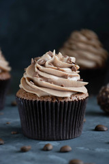 Coffee cupcake prepared with a special presentation.